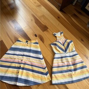 Hutch Yellow and Blue Striped Skirt Set